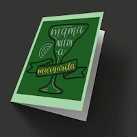 a green card with the words mama loves margarita