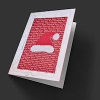 a christmas card with a santa hat on it