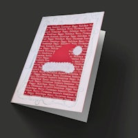 a christmas card with a santa hat on it
